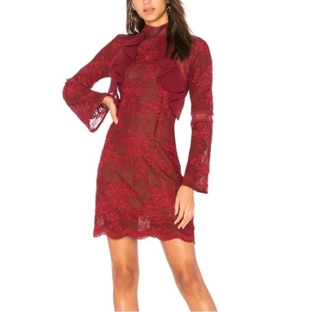 Winona Burgundy Lace Dress